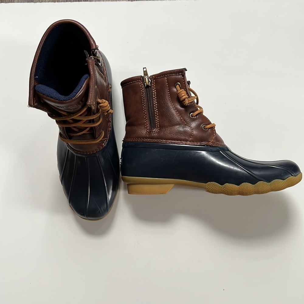 Sperry Navy Saltwater Rubber Waterproof Ankle Boots Two tone Rain boots Size 5M